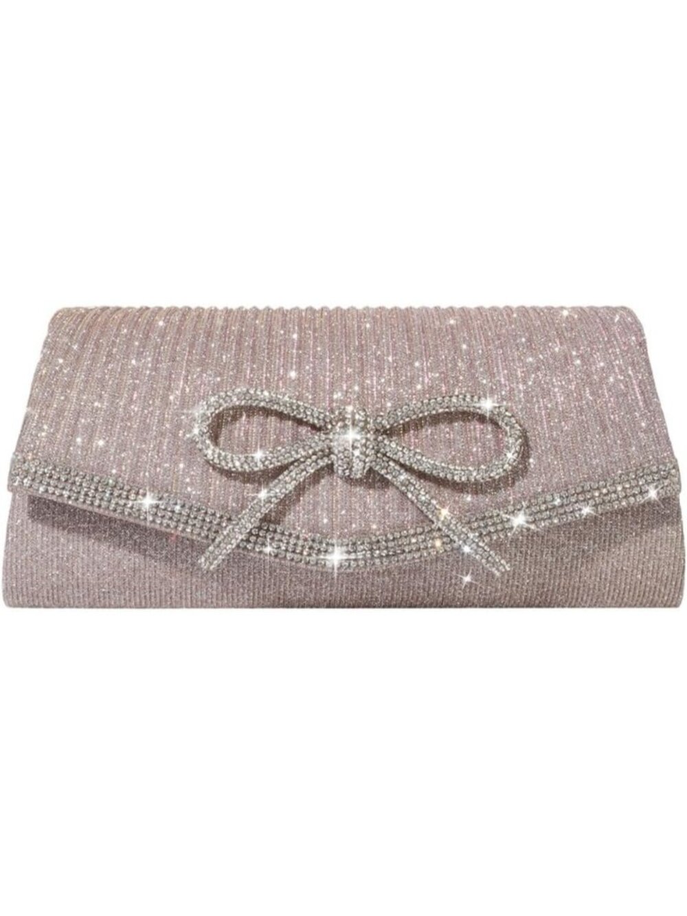 〽️Women Purple Sparkly Bow Rhinestone Clutch Purse Glitter Evening Crossbody Bag